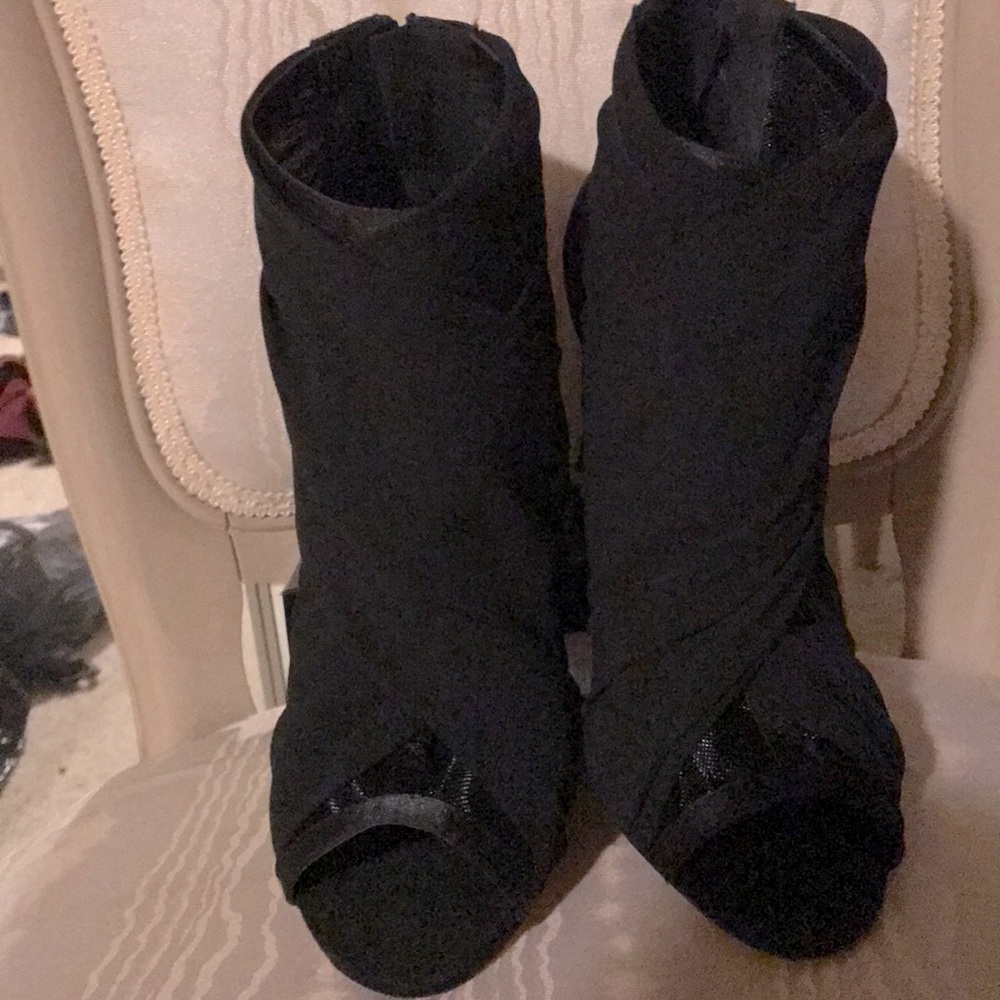 Black Peep Toe Ankle Shoes